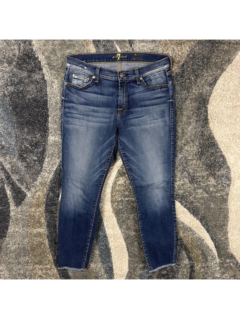 7 For All Mankind The Ankle Skinny Jeans Womens 30 Raw Hem